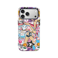 Funda de teléfono con pegatinas de dibujos animados de colores para almas creativas