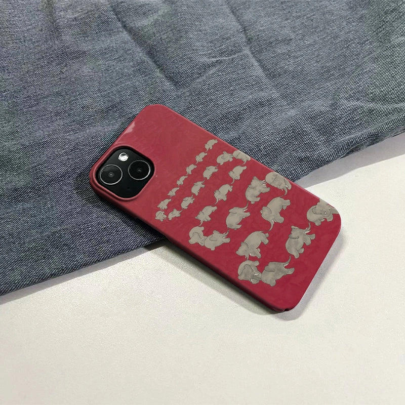 Red Elephant Herd Minimalist IPhone Phone Case