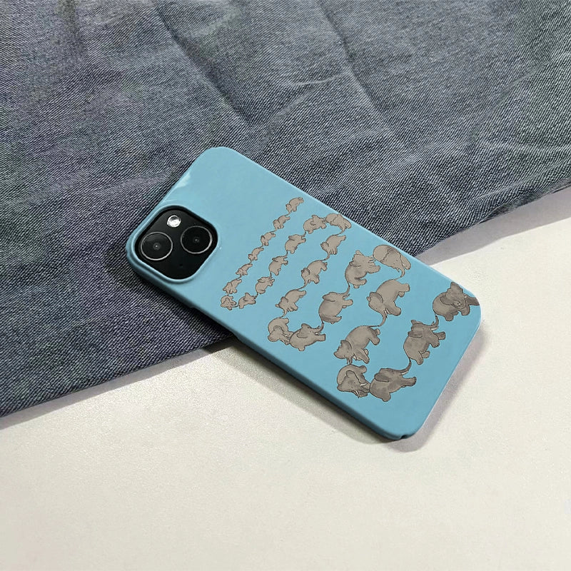 Blue elephant herd Minimalist IPhone Phone Case