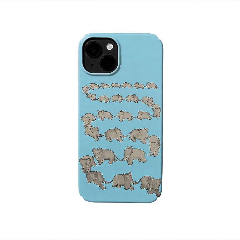 Blue elephant herd Minimalist IPhone Phone Case