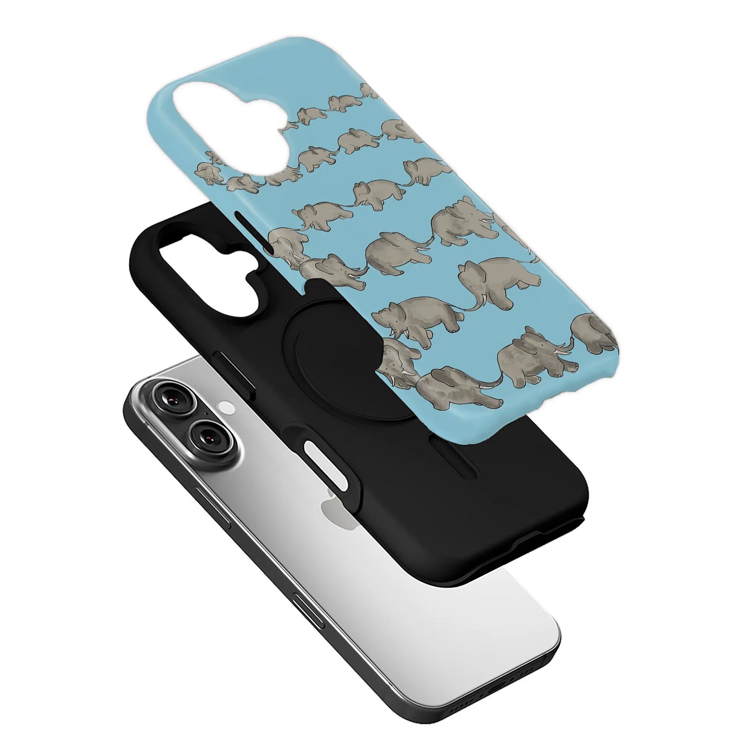 Blue elephant herd Minimalist IPhone Phone Case