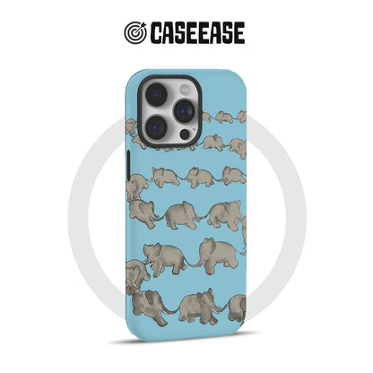 Blue elephant herd Minimalist IPhone Phone Case