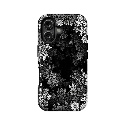 Elegant Floral Pattern Phone Case – Classic Black & White Design
