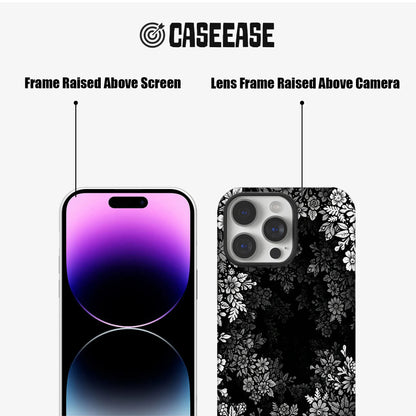 Elegant Floral Pattern Phone Case – Classic Black & White Design