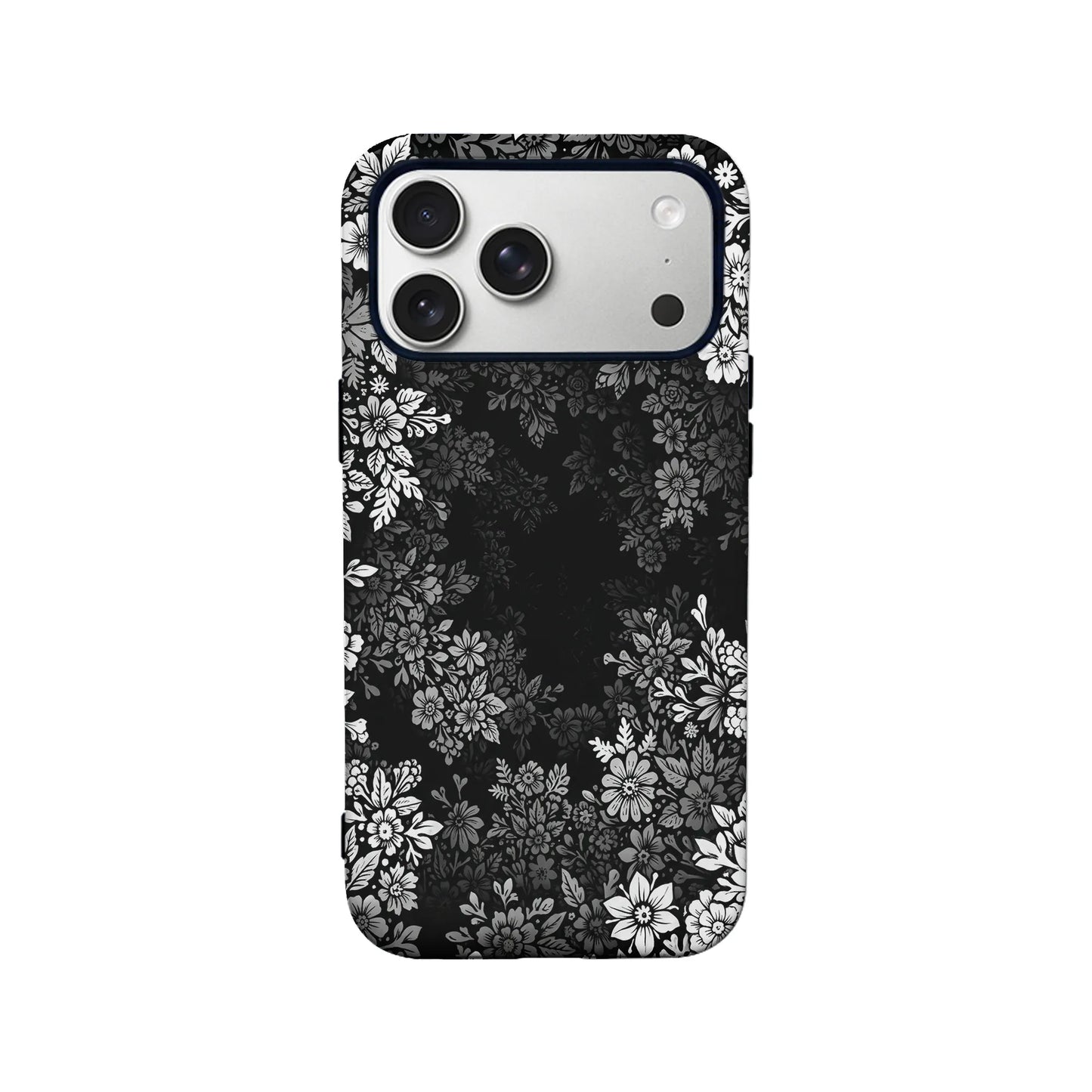 Elegant Floral Pattern Phone Case – Classic Black & White Design
