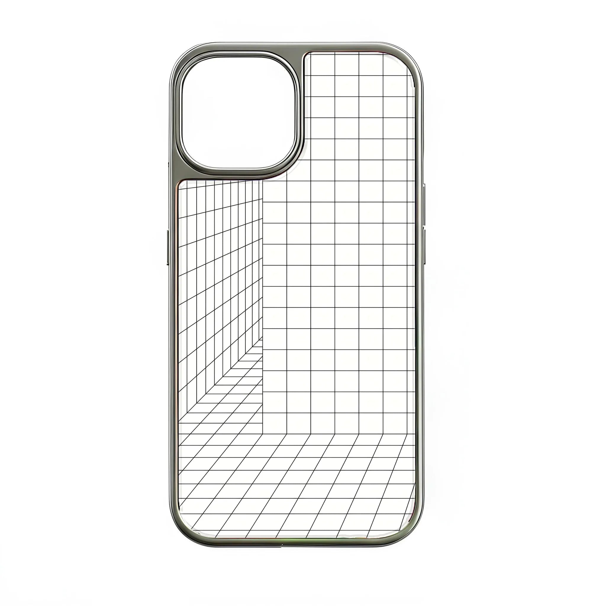 Holographic Chrome Phone Case for iPhone 14 Pro - 3D Grid Design
