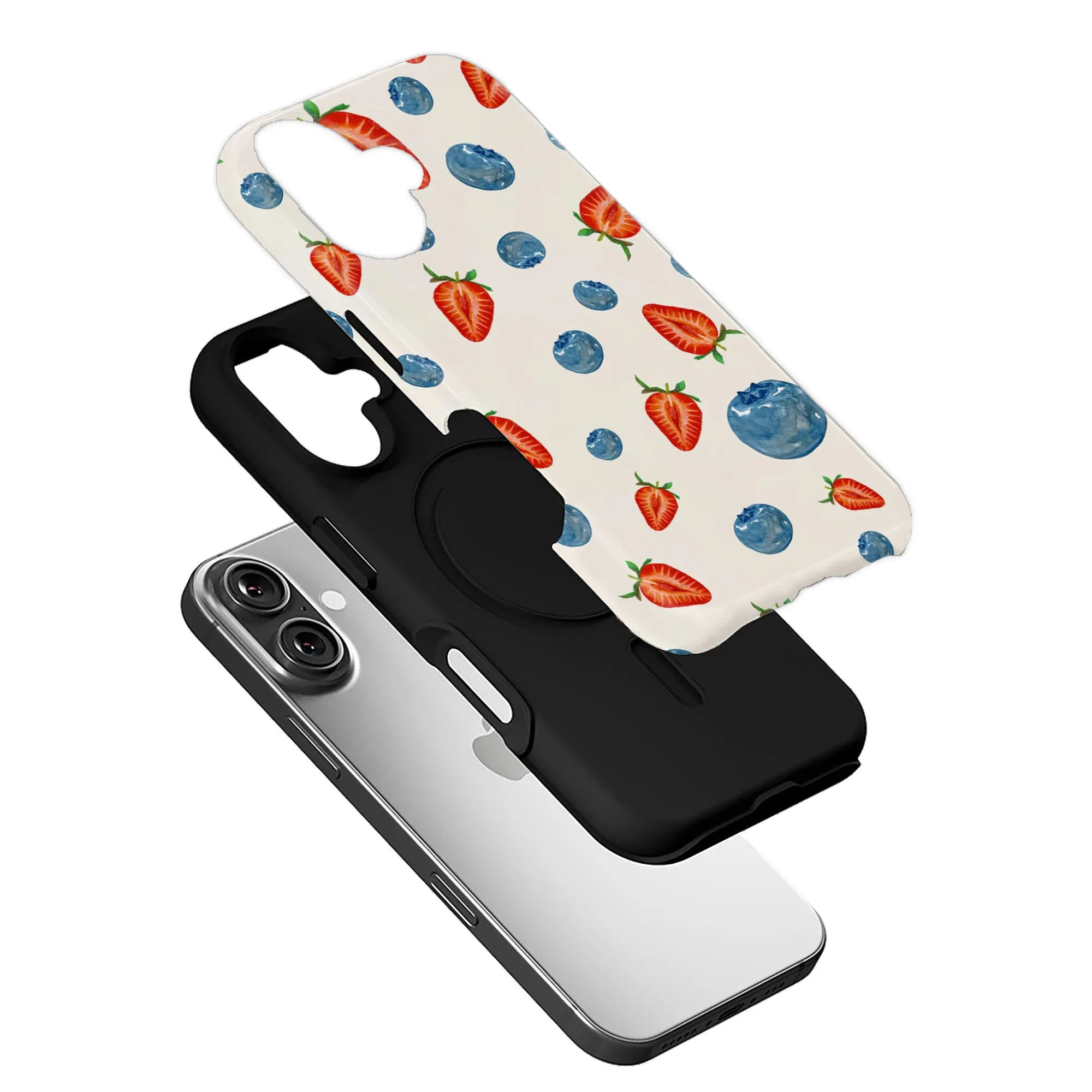 Fruit Lovers Phone Case - Strawberries and Blueberries Design