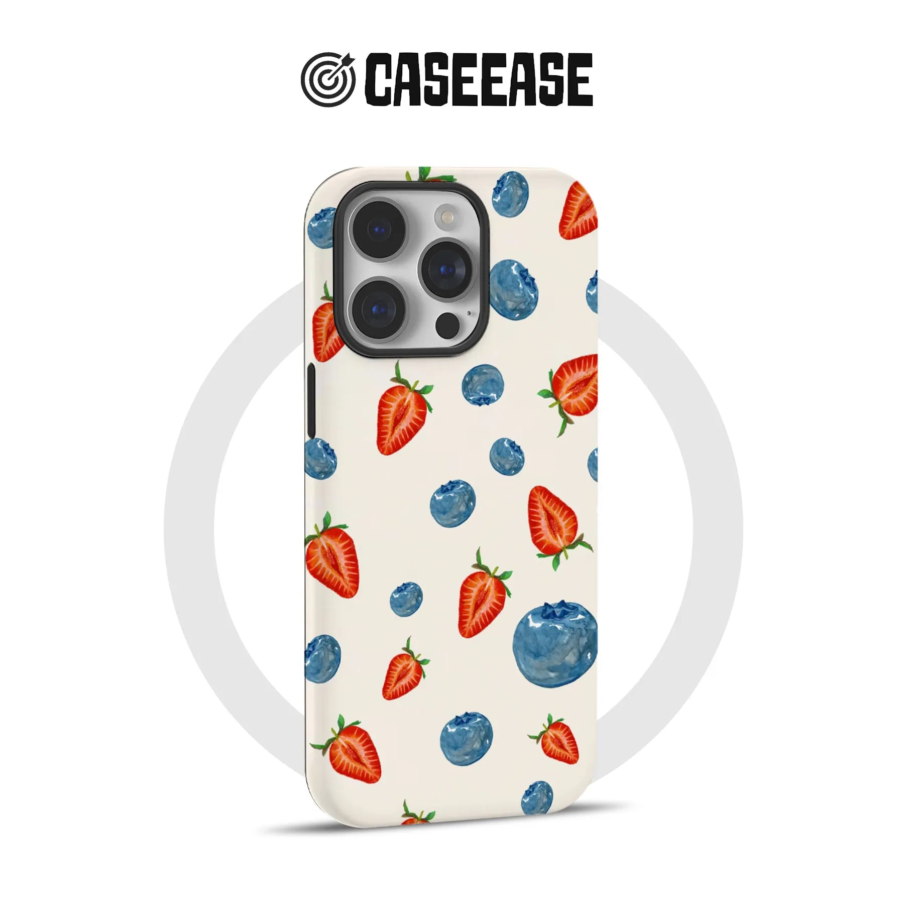 Fruit Lovers Phone Case - Strawberries and Blueberries Design