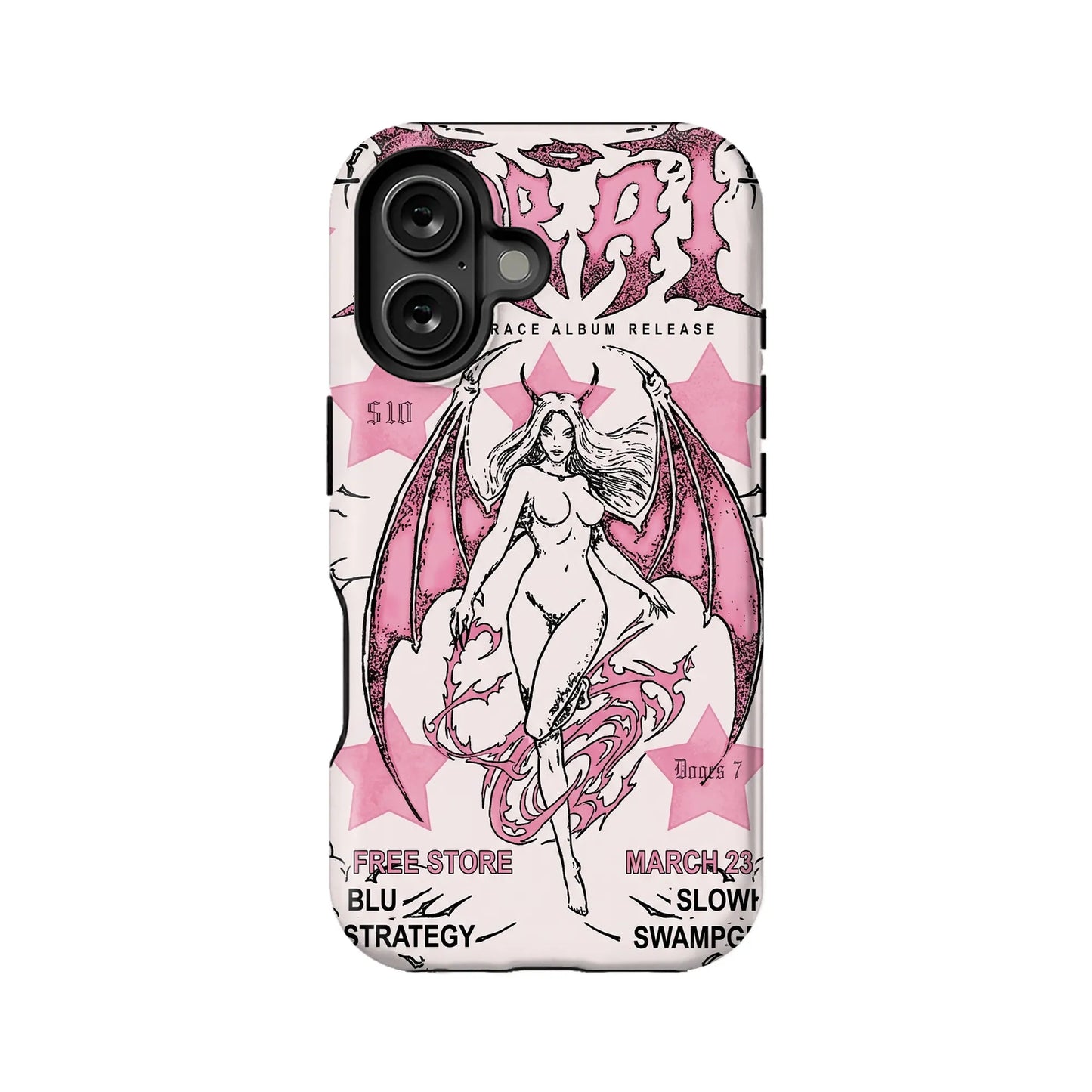 Retro Demon Angel Phone Case 2025 – Pink Gothic Album Art Style