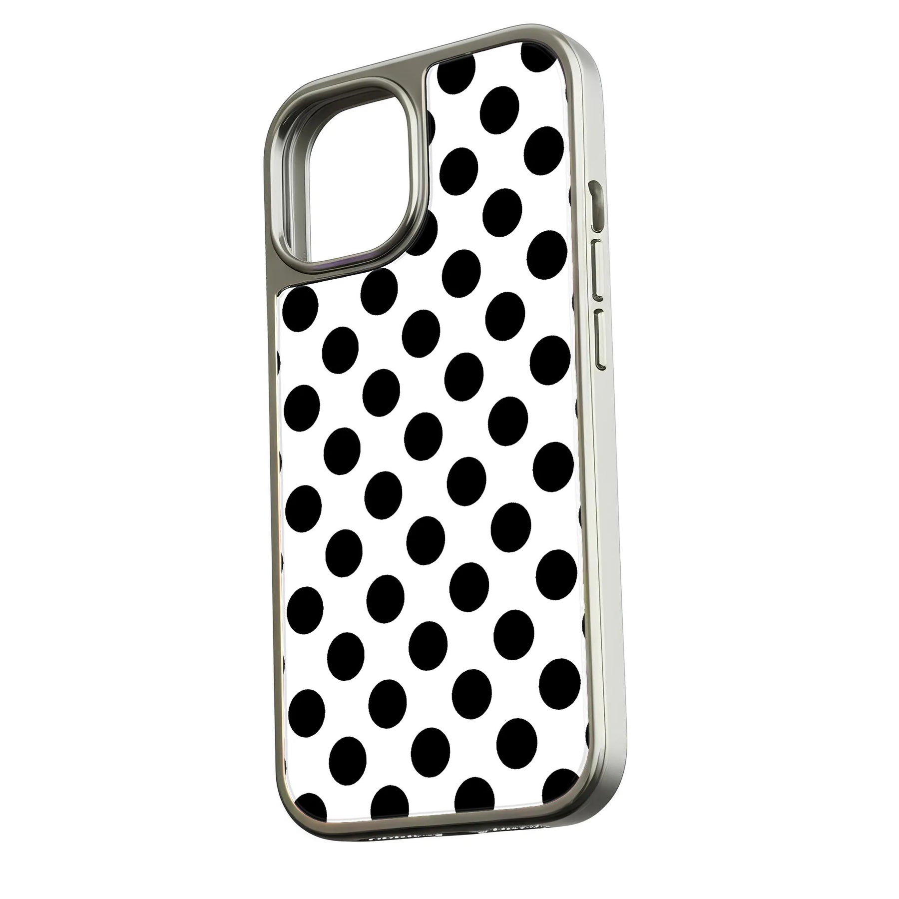 Holographic Chrome Polka Dot Phone Case - Black & White Design