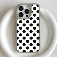 Holographic Chrome Polka Dot Phone Case - Black & White Design