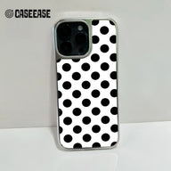 Holographic Chrome Polka Dot Phone Case - Black & White Design