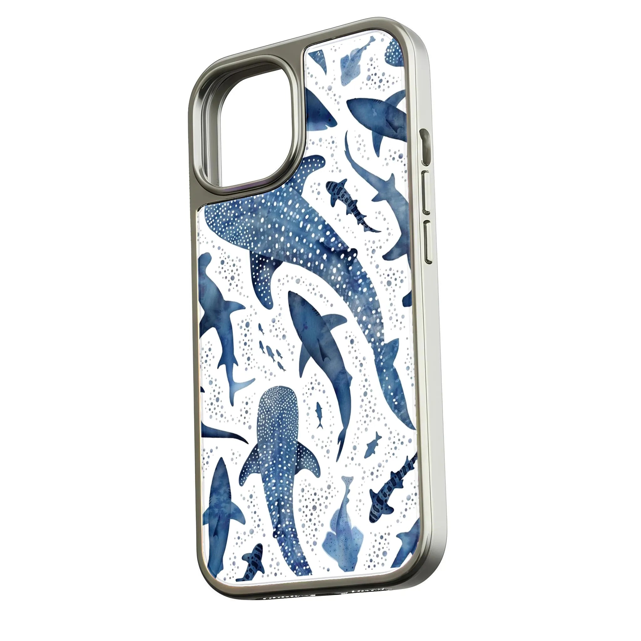 Holographic Chrome Shark Phone Case - Ocean Blue Design