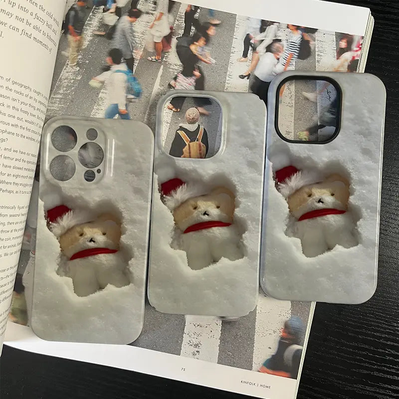 Snowy Christmas Bear Phone Case – Cozy and Festive Design