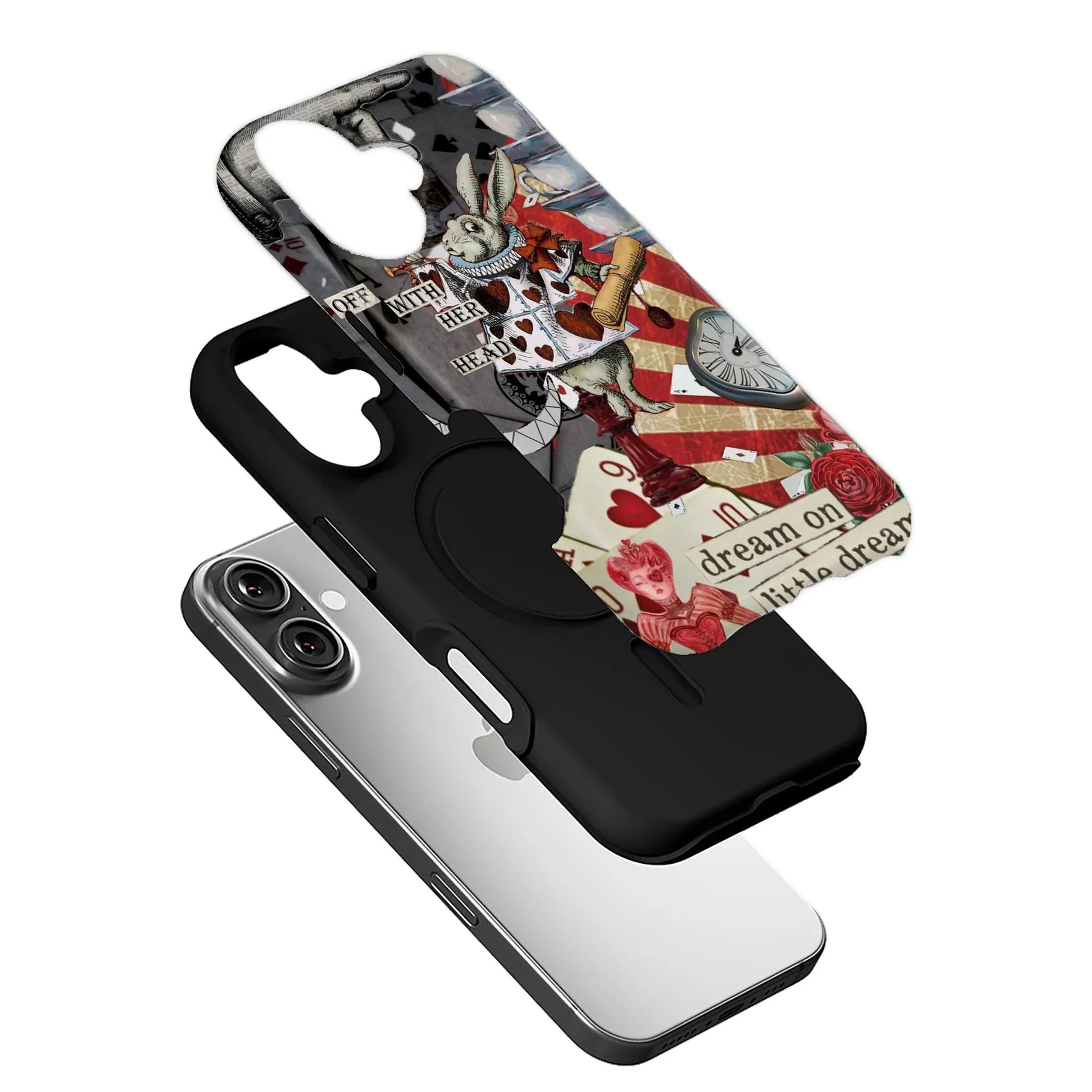 Encantadora funda para teléfono con diseño de conejo del país de las maravillas