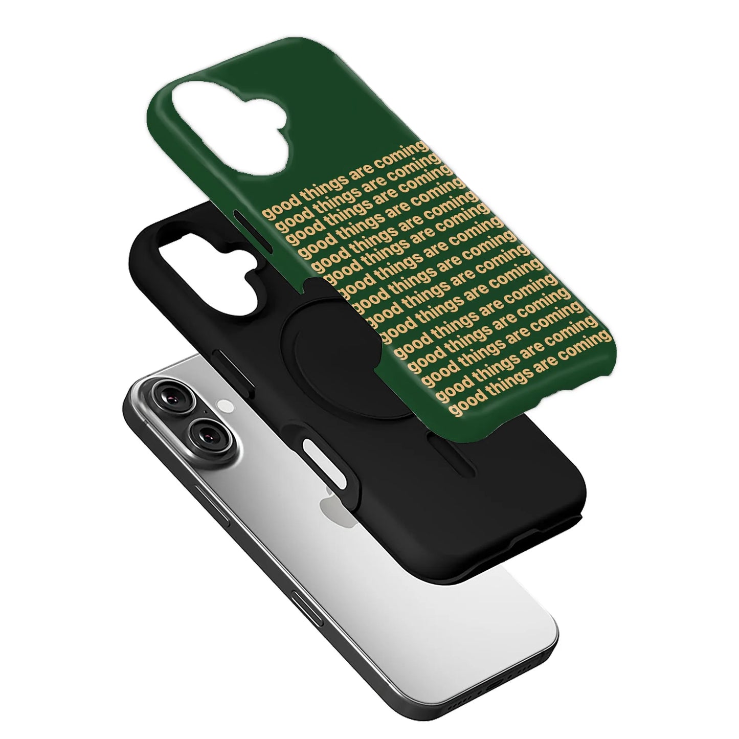 Funda para teléfono "Good Things Are Comes" - Diseño verde motivacional