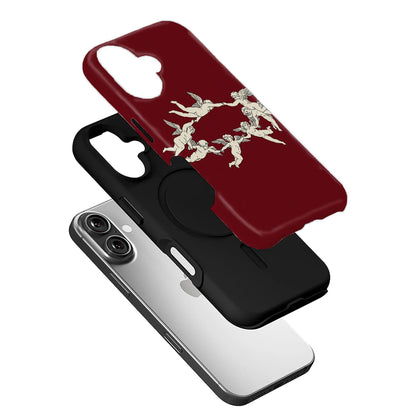 Funda para teléfono Cherub Circle – Diseño rojo celestial 