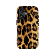 Brown and black leopard print phone case shown from back for ecommerce listing