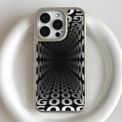 iPhone 15 Pro용 홀로그램 크롬 폰 케이스 - 착시 디자인