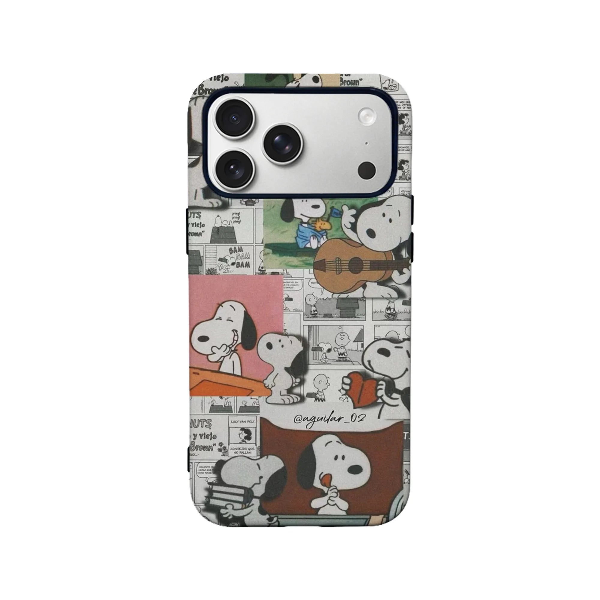 Vintage Snoopy comic strip iPhone case with retro cartoon collage design.