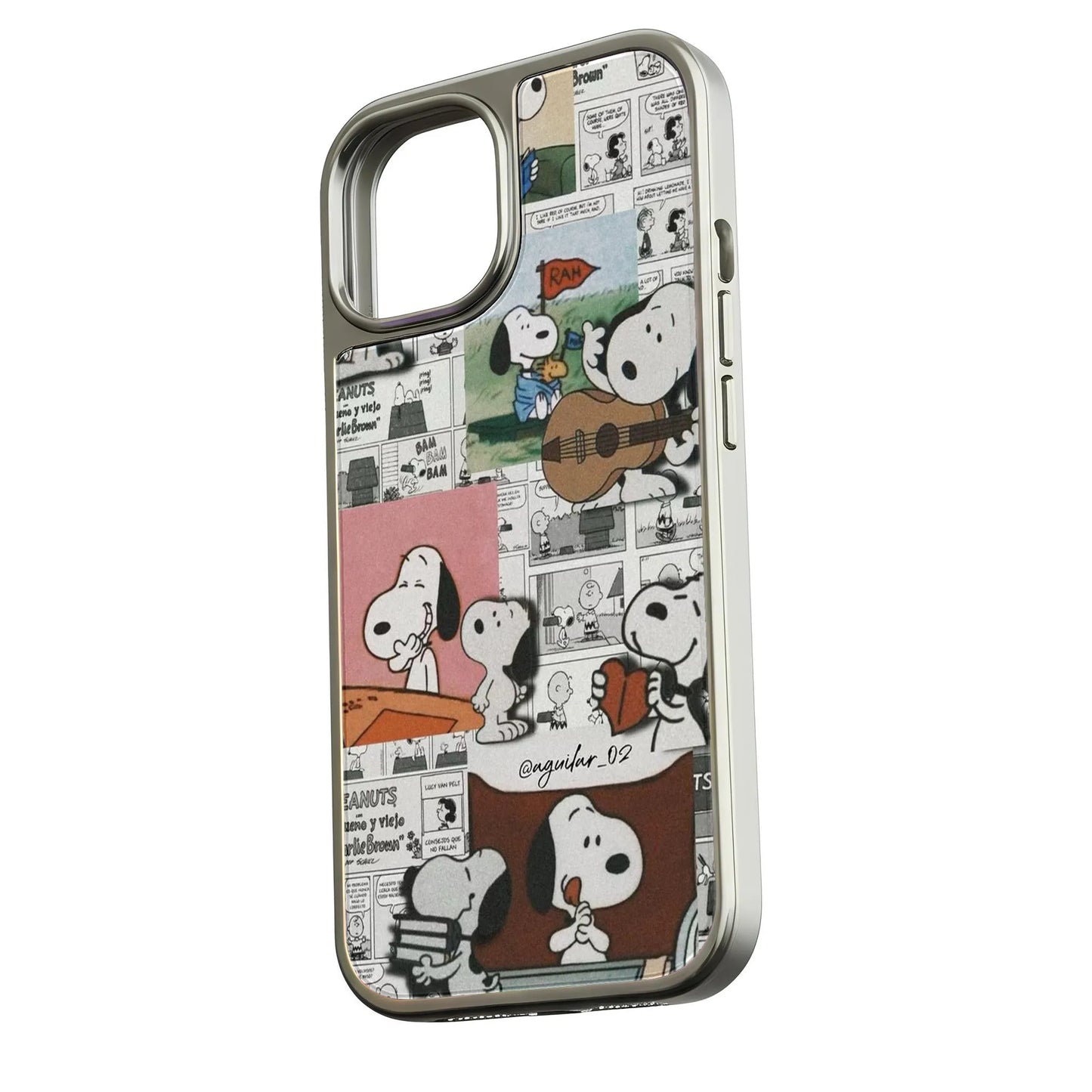 Holographic Chrome Snoopy Phone Case - Cartoon Collage Design