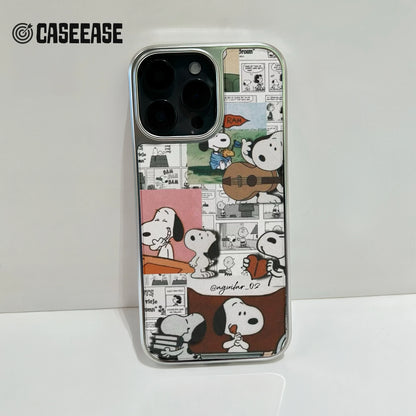Holographic Chrome Snoopy Phone Case - Cartoon Collage Design