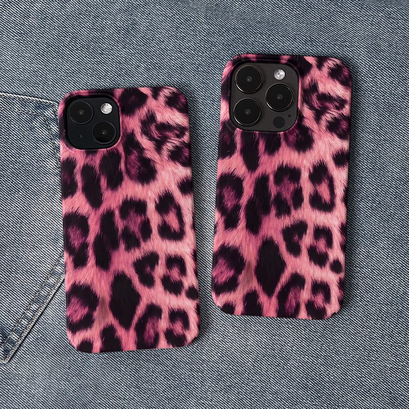 Furry Pink Leopard iPhone Case – Soft & Fashionable