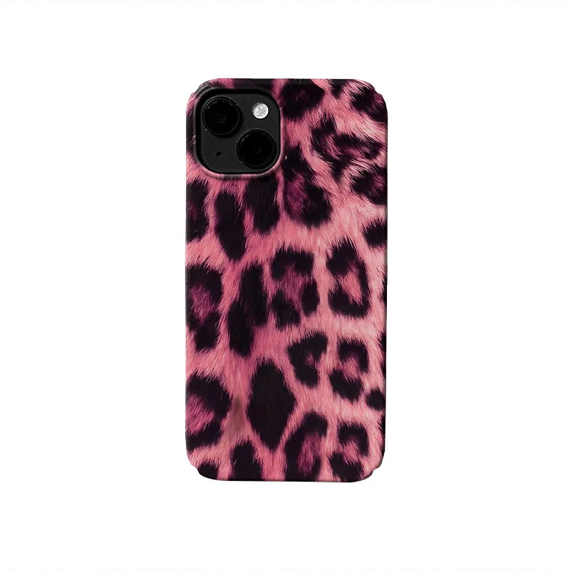 Furry Pink Leopard iPhone Case – Soft & Fashionable