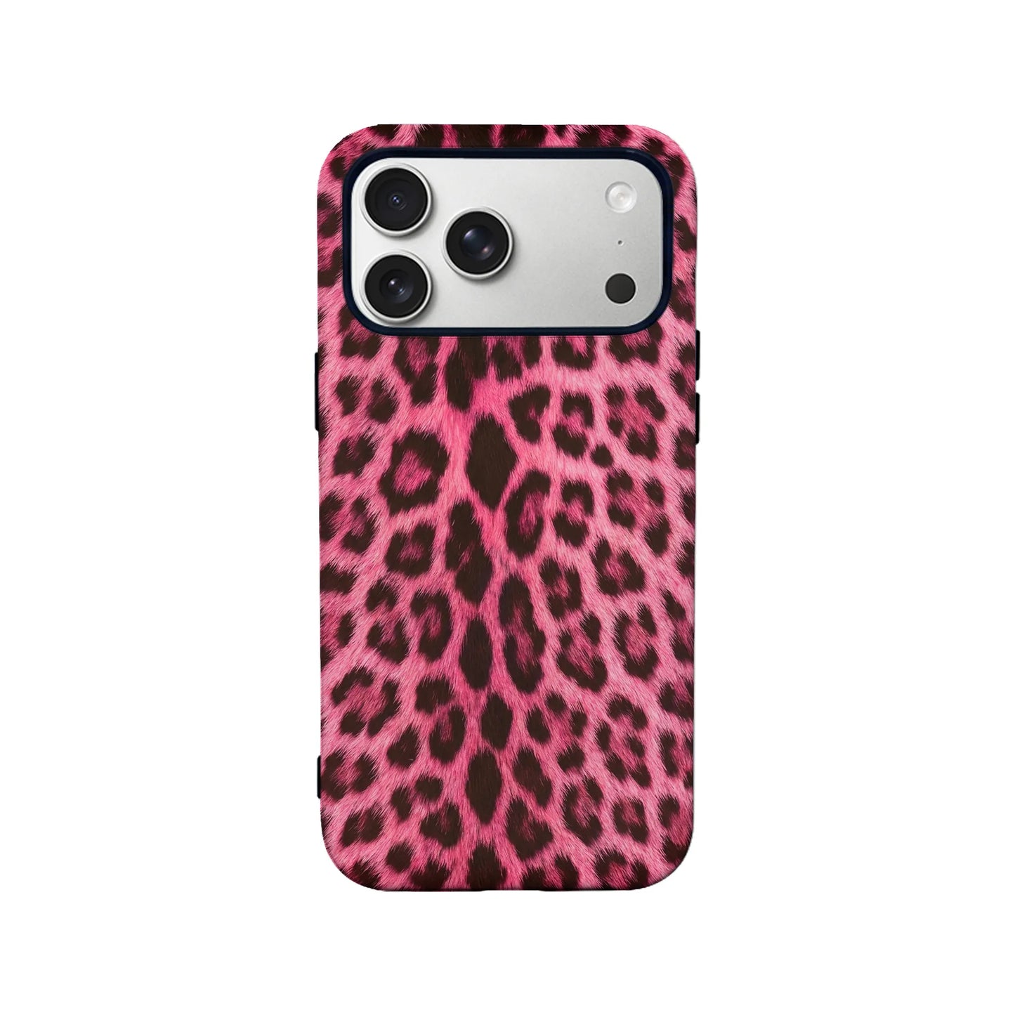 Funda para iPhone con estampado de leopardo rosa peludo: suave y moderna 