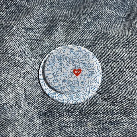 귀여운 낙서 캐릭터 폰 그립 &amp; 스탠드, 레드 하트 - 팝소켓 스타일 홀더