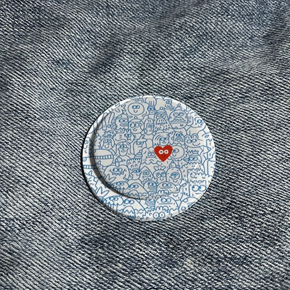 귀여운 낙서 캐릭터 폰 그립 &amp; 스탠드, 레드 하트 - 팝소켓 스타일 홀더