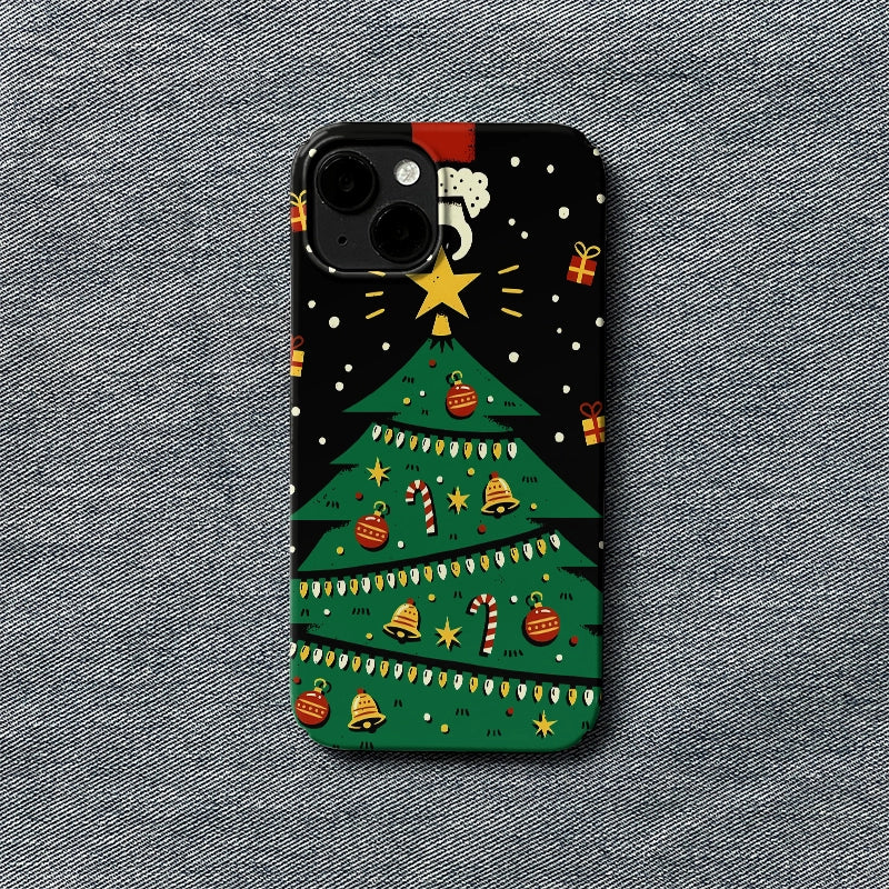 Cartoon Christmas Tree Phone Case – Festive and Playful Holiday Design