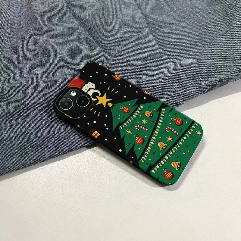 Cartoon Christmas Tree Phone Case – Festive and Playful Holiday Design