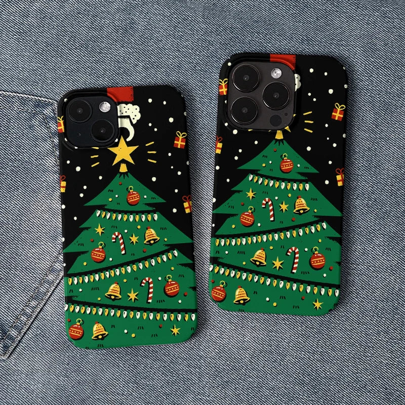 Cartoon Christmas Tree Phone Case – Festive and Playful Holiday Design