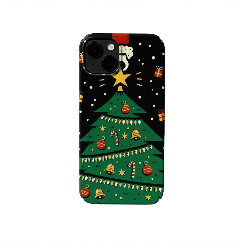 Cartoon Christmas Tree Phone Case – Festive and Playful Holiday Design