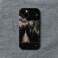 Funda para teléfono con diseño de noche de Navidad dorada 
