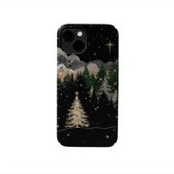 Funda para teléfono con diseño de noche de Navidad dorada 