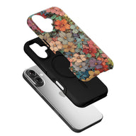 Funda para teléfono con diseño floral vibrante y jardín floreciente