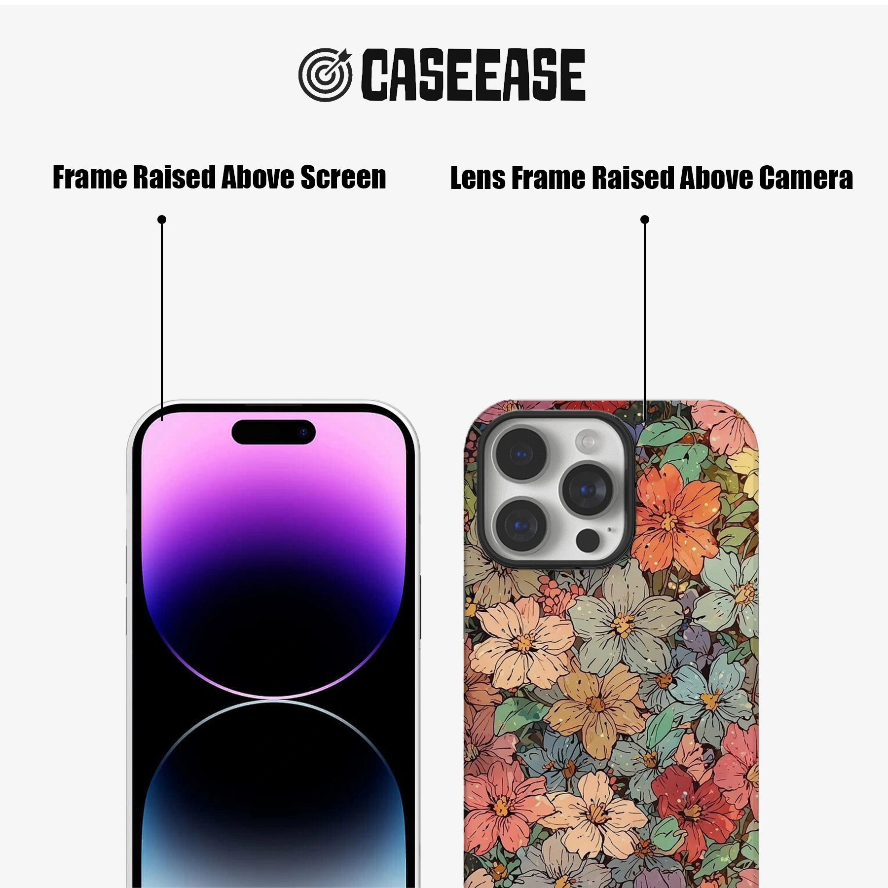 Funda para teléfono con diseño floral vibrante y jardín floreciente