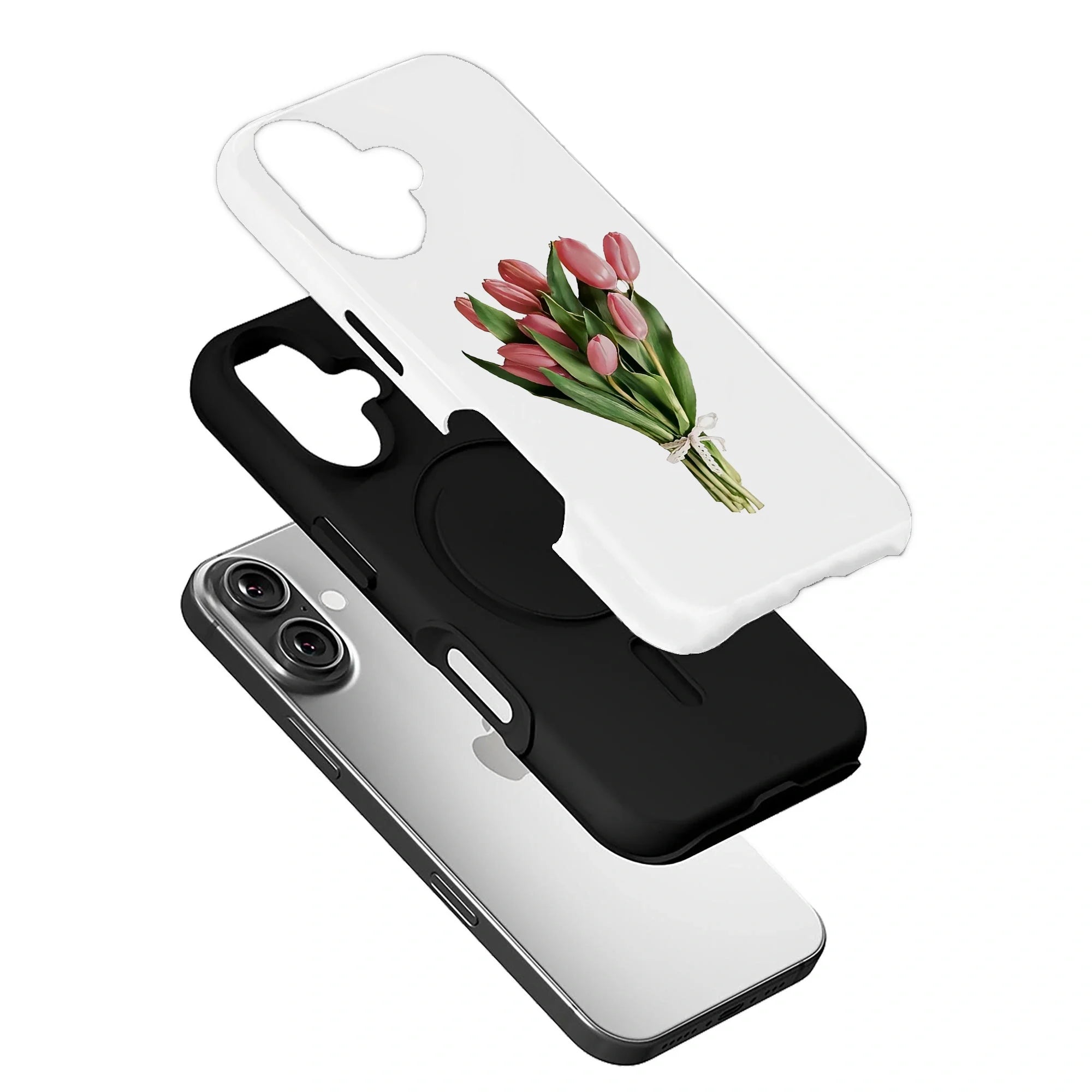 Elegant Pink Tulip Bouquet Phone Case – Simple and Graceful Design