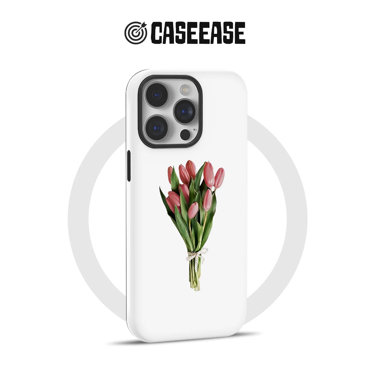 Elegant Pink Tulip Bouquet Phone Case – Simple and Graceful Design