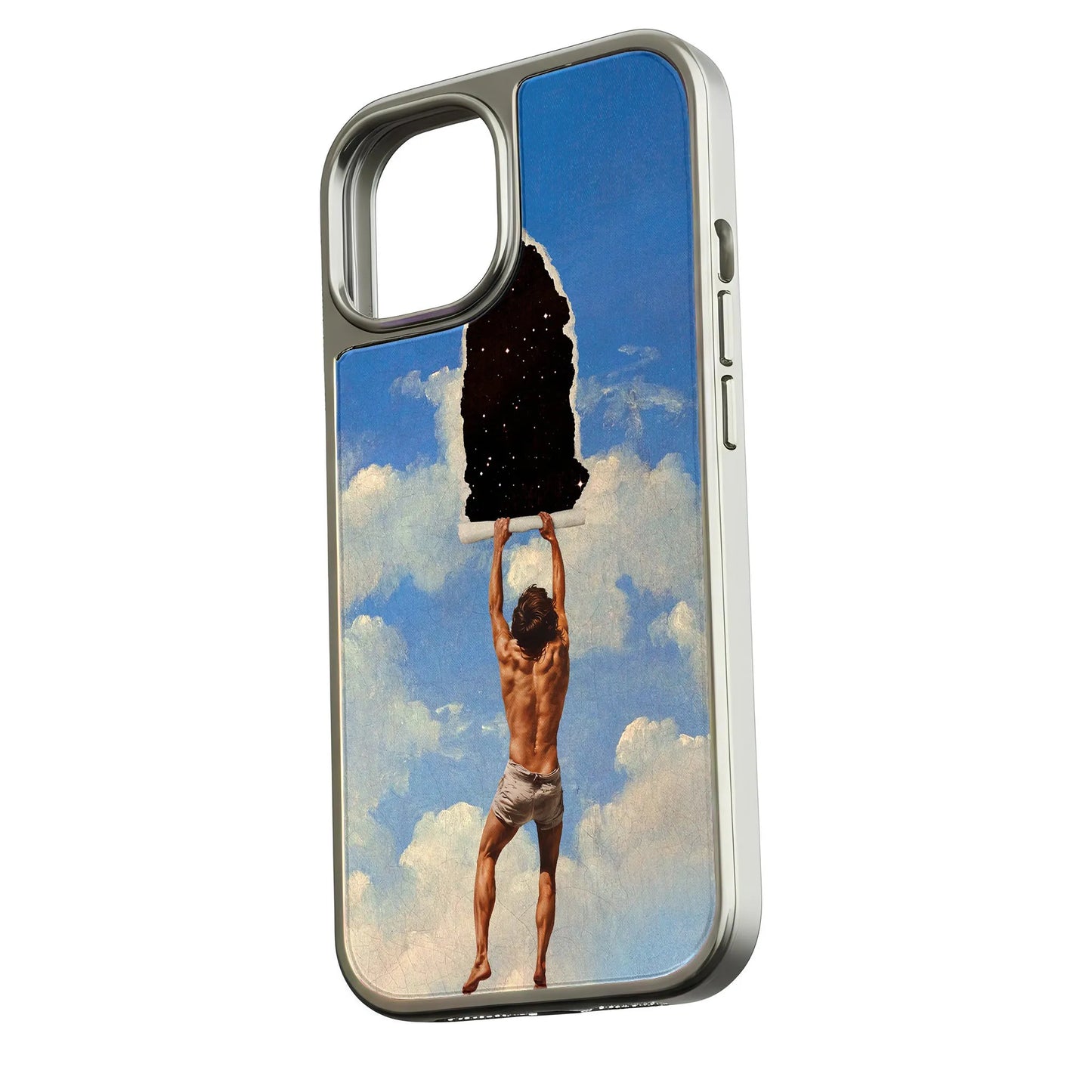 Holographic Chrome Phone Case for iPhone 14 Pro - Artistic Cosmic Design