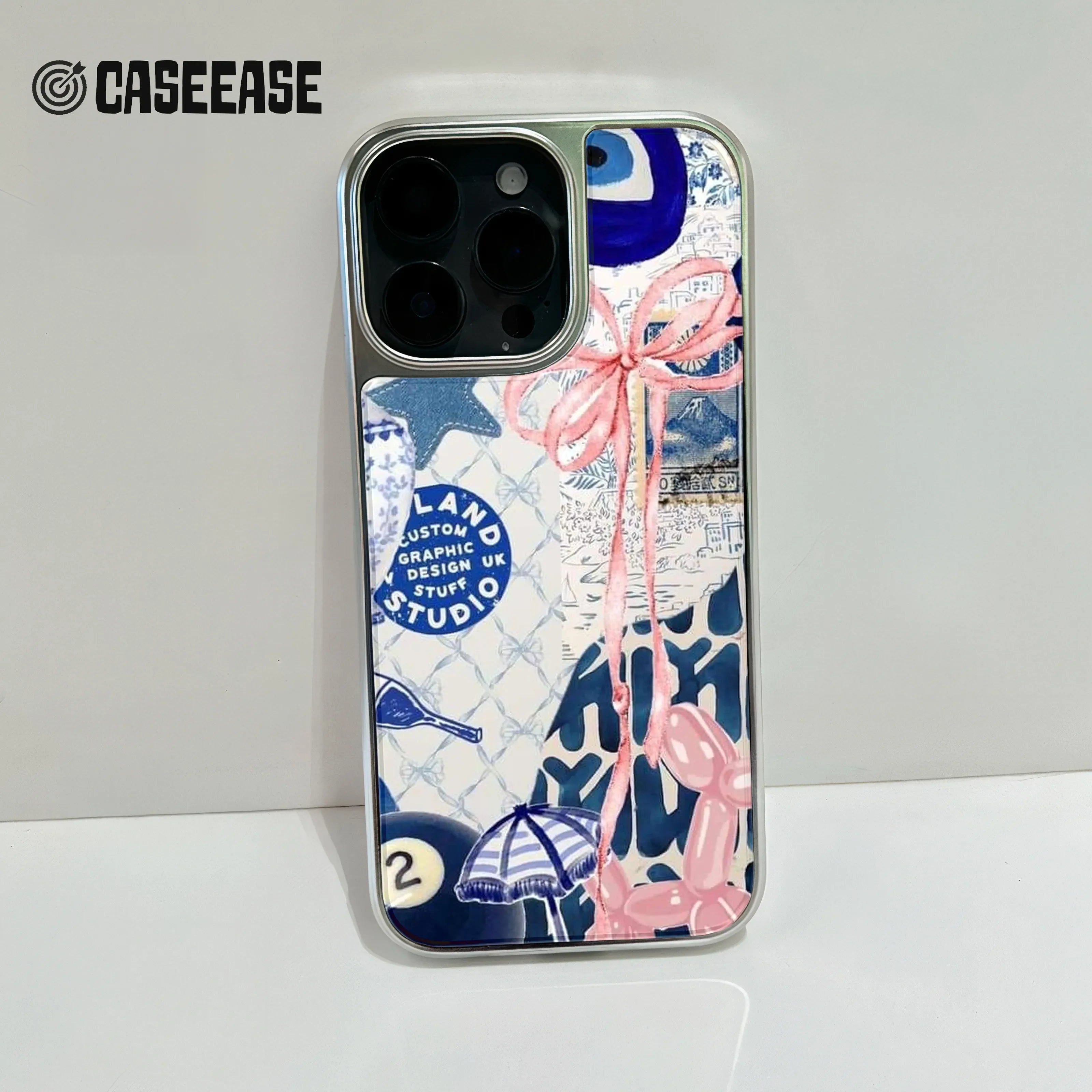 Holographic Chrome Phone Case - Vintage Collage Design