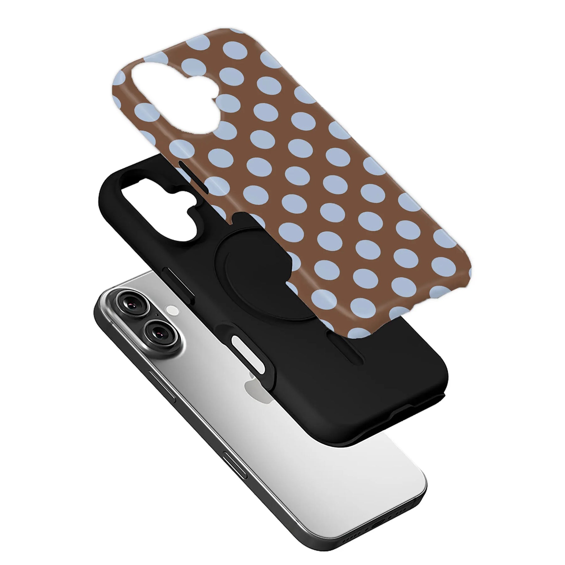 Funda elegante para teléfono con lunares marrones