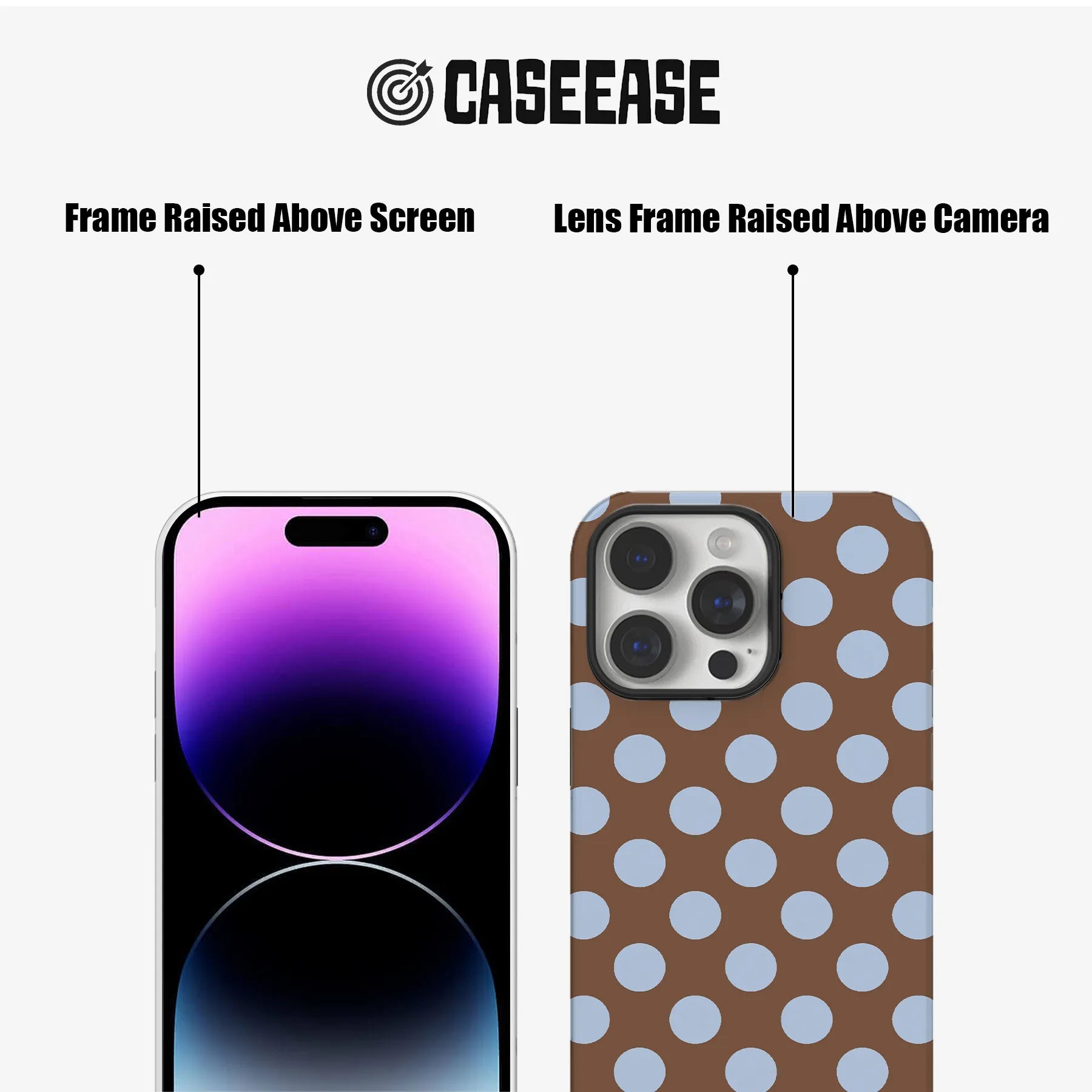 Funda elegante para teléfono con lunares marrones