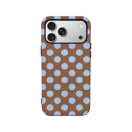 Funda elegante para teléfono con lunares marrones