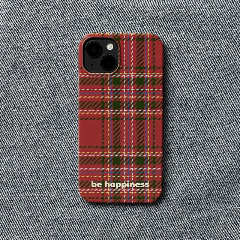 Christmas Tartan "Be Happiness" Phone Case