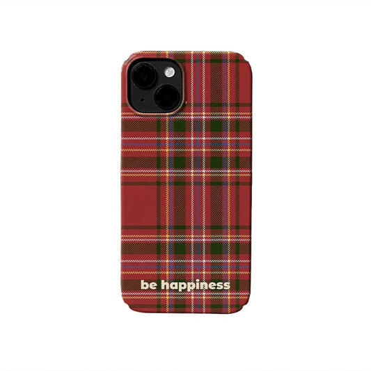 Christmas Tartan "Be Happiness" Phone Case