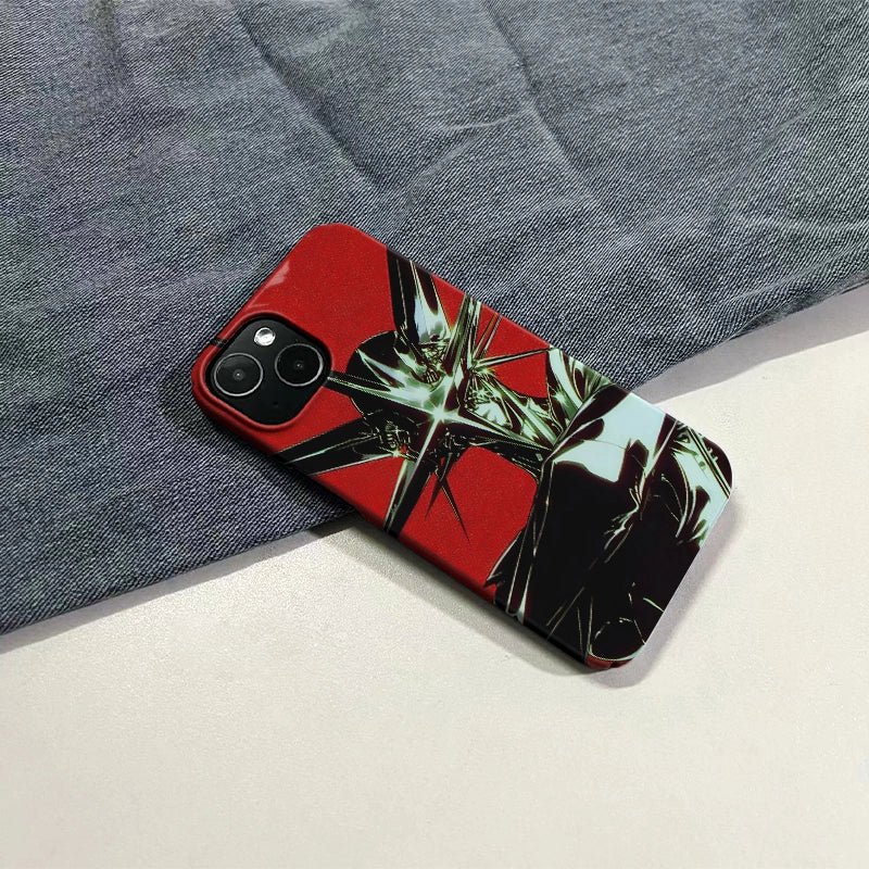 Metallic Sci-Fi Phone Case 2025 – Bold Red and Chrome Design