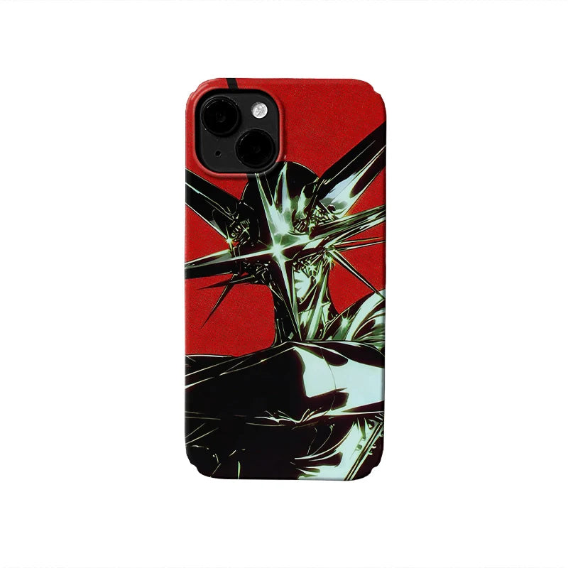 Metallic Sci-Fi Phone Case 2025 – Bold Red and Chrome Design